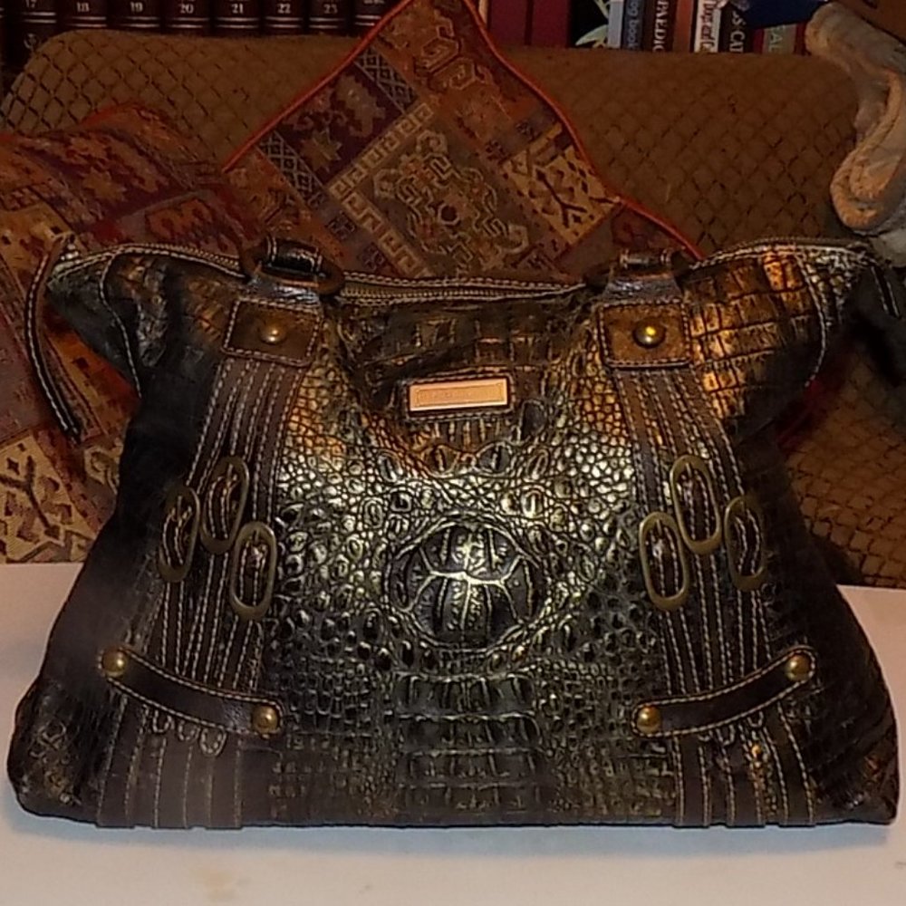 Marco Buggiani Croc embossed large leather bag - Picture 6 of 16